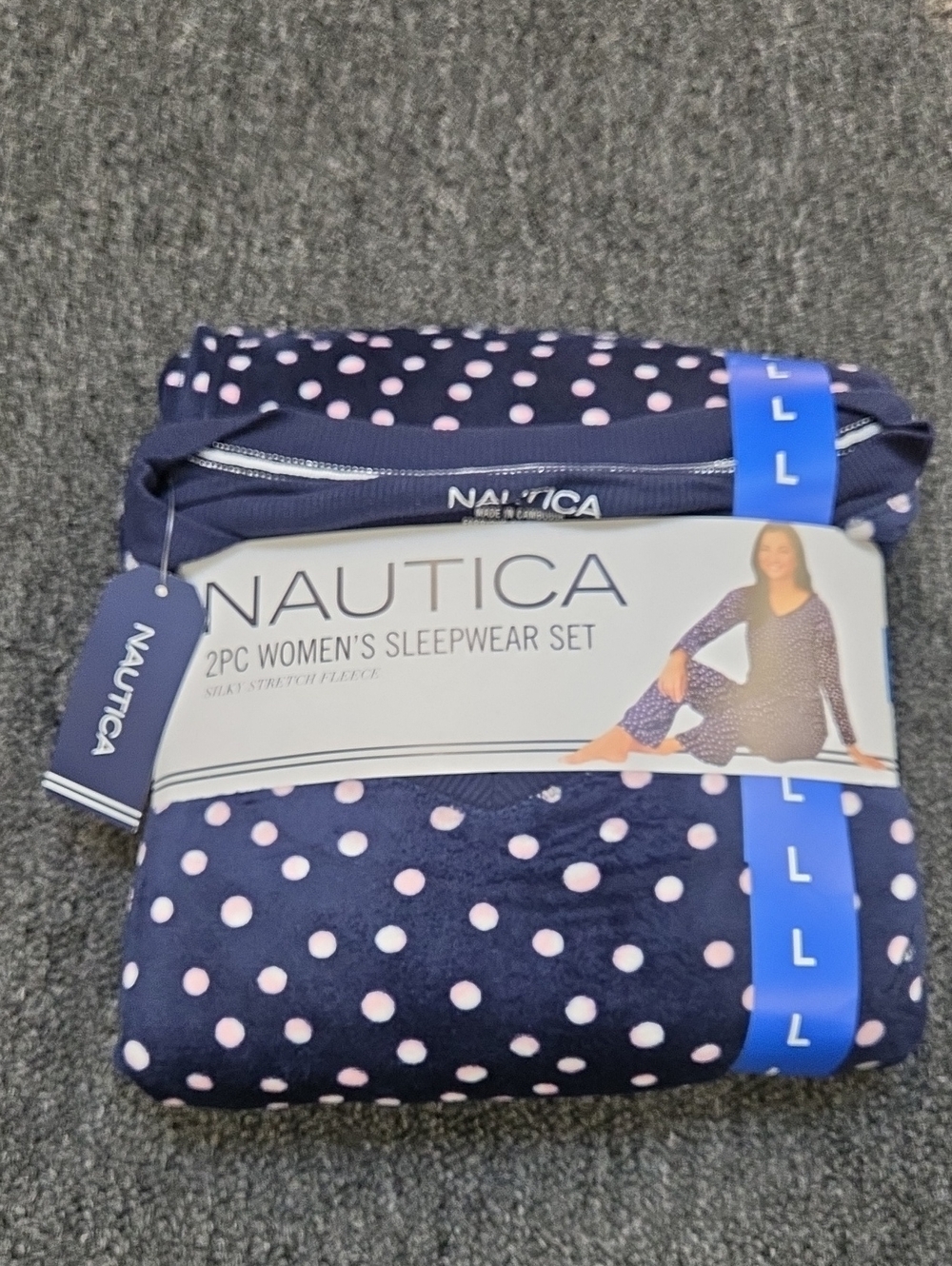 (#4) Nautica Navy & Light Pink Polka Dot Women's 2PC Sleepwear Set